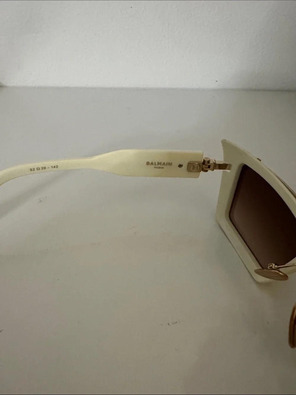 Balmain Cream Geometric Sunglasses with Brown Gradient Lenses